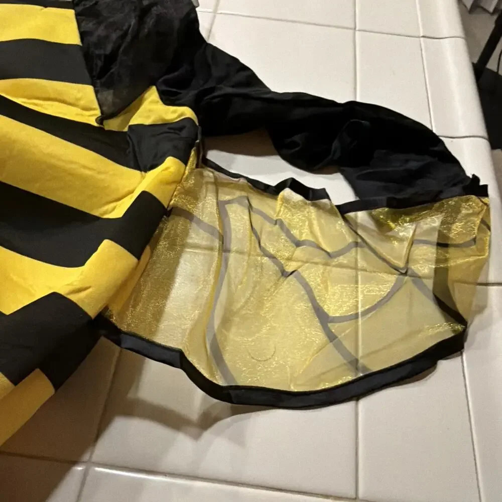 Girls Bumble Bee Costume Body Socks Headband Yellow Black Halloween M